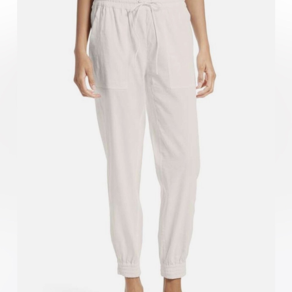 Theory Women's Cortlandt Relaxed Chino Jogger White Elastic Waist